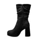 thumbnail image 5 of Bota de Mujer, negra con Plataforma y Diseño Arrugado, 5 of 5