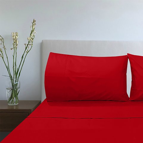 Victorianas - Juego De Sabanas Queen Diversion Liso Rojo 200 Hilos