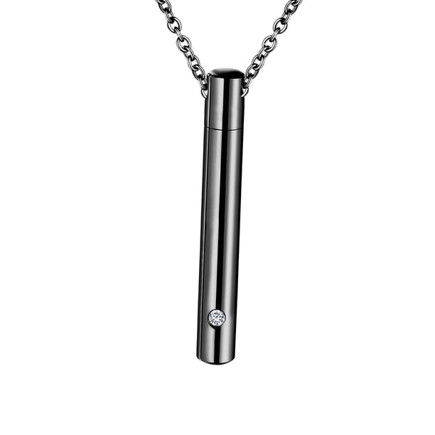 Collar con urna conmemorativa, colgante de recuerdo, porta cenizas, amuleto inoxidable para compromiso Negro sin Cadena