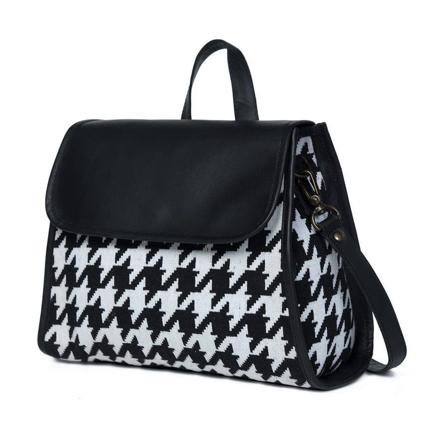 Bolso Sharo Classic Leather Jacquard Y Cuero Negro