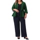thumbnail image 2 of Agnes Orinda Blazers de Negocios Casual Abiertos con Peplum y Mangas 3/4 para Mujer Talla Grande 1X Verde Oscuro, 2 of 6