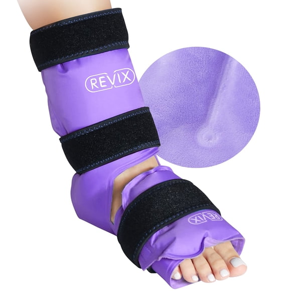 Envoltura de hielo para tobillo REVIX para lesiones, gel reutilizable, color morado
