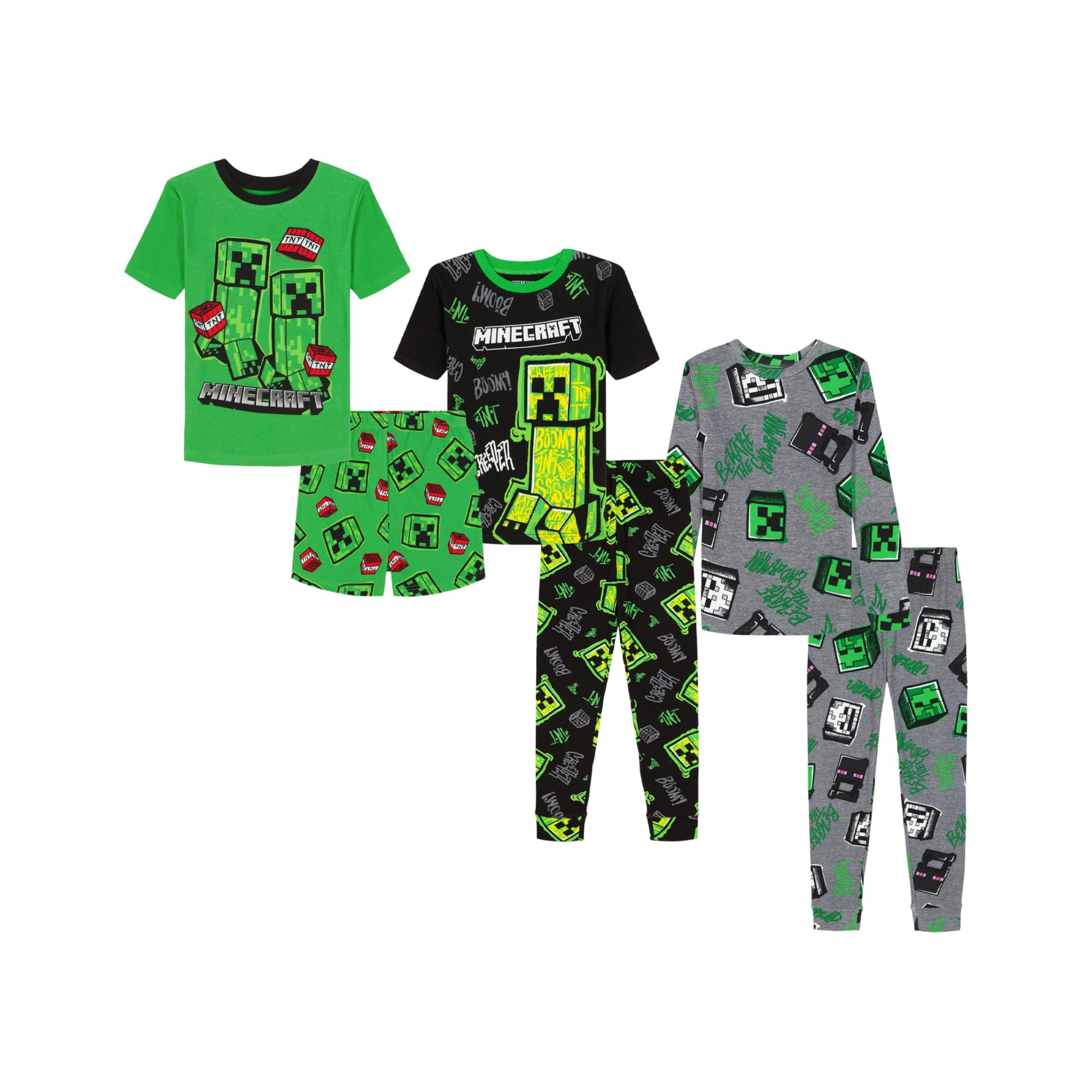 Pijama De Algodón Para Niños Minecraft 6 Piezas Ajuste Suave