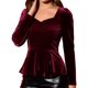 thumbnail image 1 of INSPIRE CHIC Blusa de Mujer Elegante de Terciopelo Escote Corazón Manga Larga Top Peplum XS Burdeos, 1 of 7