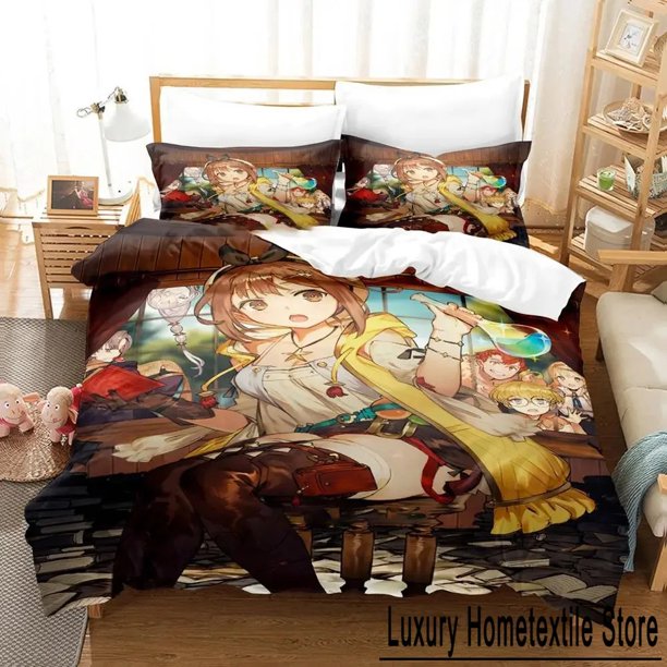 Atelier Ryza Ever Darkness & the Secret Hide out Bedding Set Boys Girls Size Duvet Cover Pillowcase Bed Kids Adult Bed Sheets