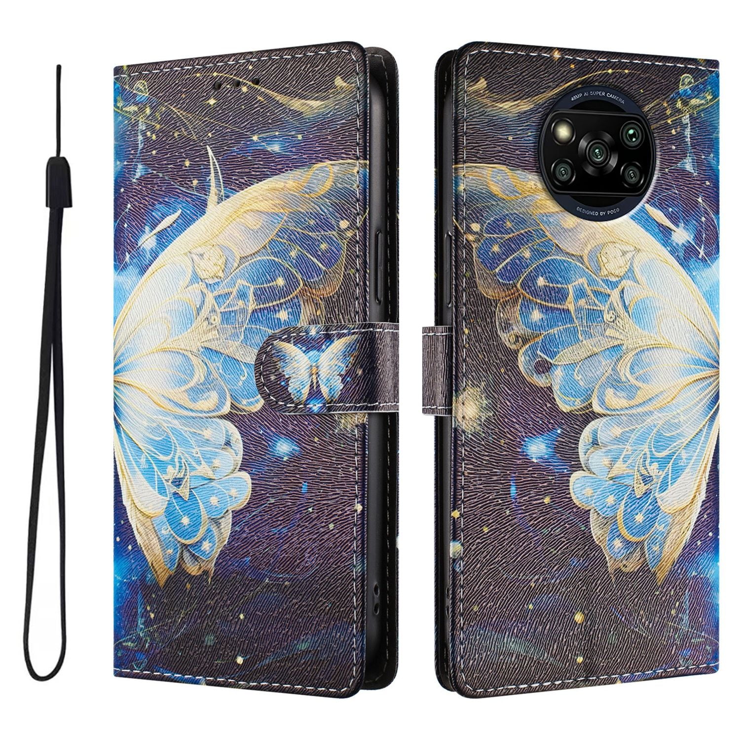 Foxdock Funda Tipo Cartera Para Xiaomi Poco X3/x3 Pro/x3 Nfc Con Soporte Y Correa – Diseño De Patrones Lindos