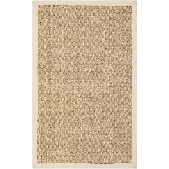 Alfombra Decorativa De Fibra Natural 60 X 90 Cm Natural Y Beige