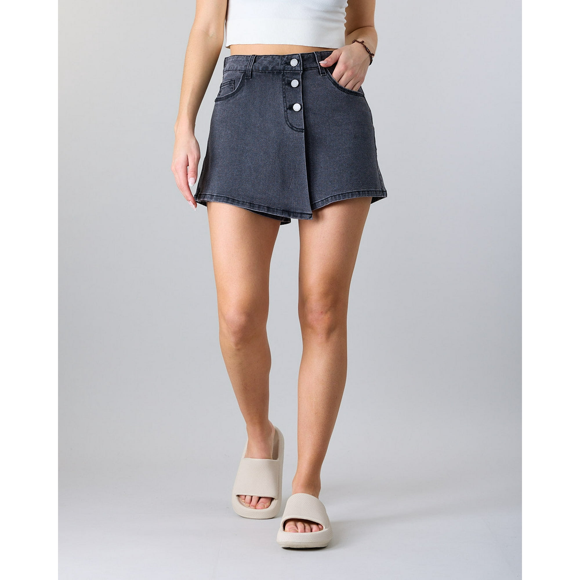 Falda Short Mujer Denim Negro Polemic