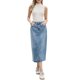 thumbnail image 2 of INSPIRE CHIC Falda de Mezclilla para Mujer Cintura Elástica Abertura Trasera Bolsillos Maxi Largo Faldas Largas de Jean S Azul Cielo, 2 of 6