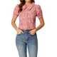 thumbnail image 1 of INSPIRE CHIC Blusa de Mujer con Botones, Manga Corta Abullonada, Cuello Vuelto, Floral, Algodón, Talla XL, Rosa, 1 of 7