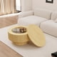 thumbnail image 3 of 29.53 " MDF modern circular coffee table with circular stripe design and storage space, suitable for home&kitchen (wood), 3 of 3