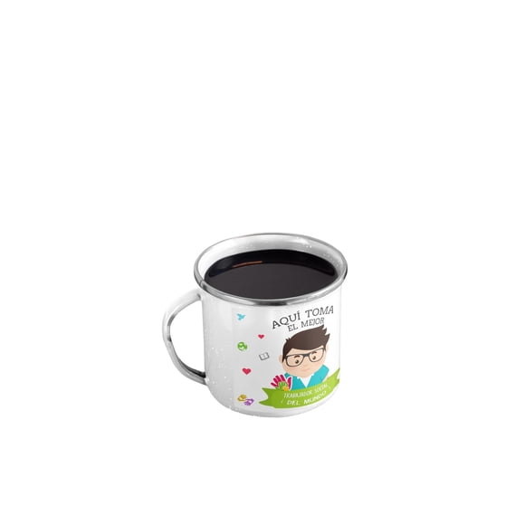 Taza Enlozada Entre Ayuda y Aromas de Café Trabajador Social