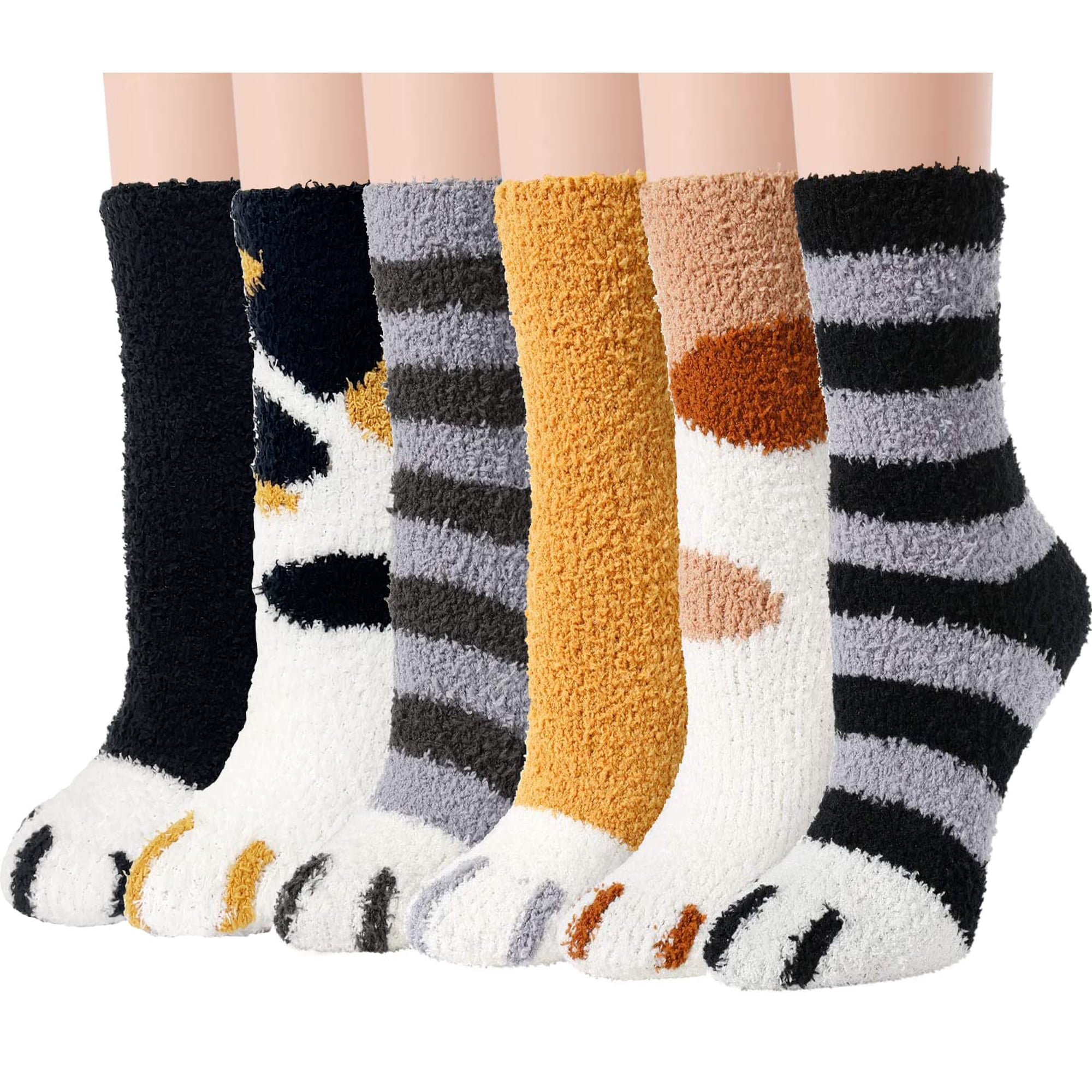 Calcetines Fuzzy Socks Ginmewrae Para Mujer, 6 Pares, Acogedores, Suaves Y Esponjosos