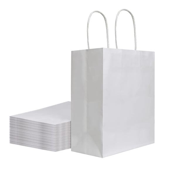 Bolsa De Papel Kraft Paquete De 50 Unidades 20 X 12 X 25 Cm Color Blanco Medio