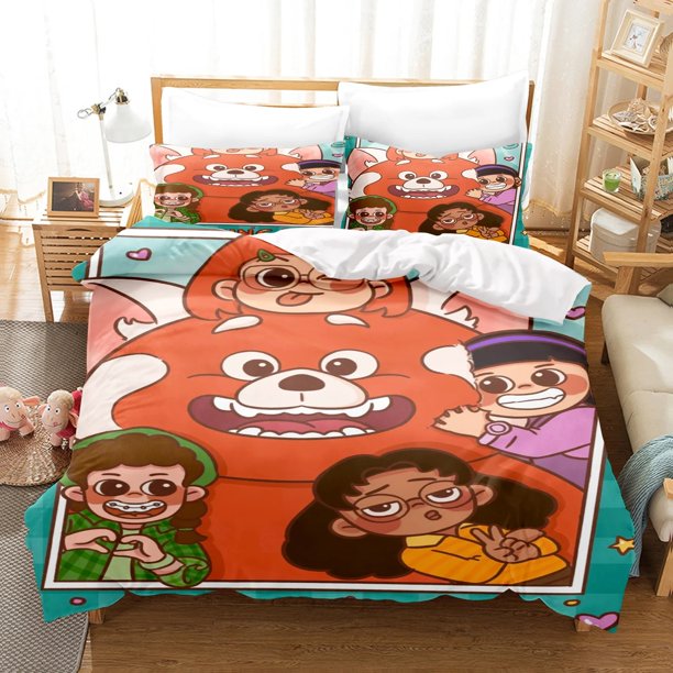 Turn Red Quilt Set, Cartoon Bedding Set, Boy & Girl Family Room Bedroom Duvet Set, Cute Quilt Set 2/3pcs Bed Sheets