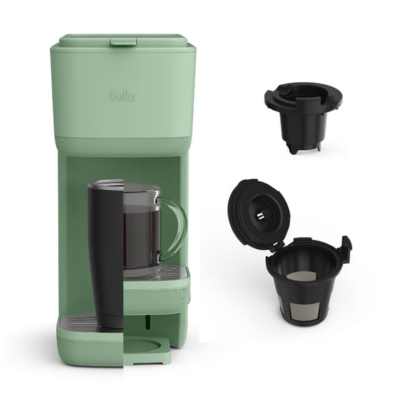 Cafetera BELLA de una sola porción para K-Cup y café molido, 1 L