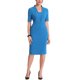 thumbnail image 2 of INSPIRE CHIC Vestido de Tubo para Mujer con Cuello en V, Mangas Cortas, Ajustado al Cuerpo, Midi, Azul, Talla L, 2 of 5