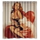 thumbnail image 1 of Cortina de ducha con diseño de chica pin-up sexy con calcetines hasta la rodilla, juego de cortina de baño con ganchos, tamaño 66 x 72 pulgadas, 1 of 3