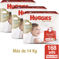 Pack X 3 Pañales Huggies Natural Care Talla Xxg 56 Unides Bebé