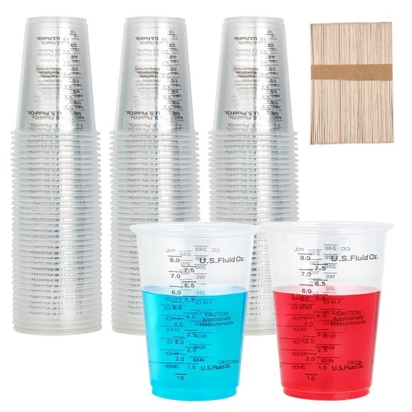 Vasos medidores de plástico Lilymicky, 240 ml, desechables, paquete de 100