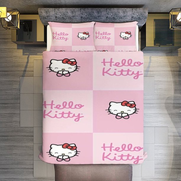 Hello Kitty Pink Comforter Twin SizeComforter Set for Kids Girls3Pcs Bedding Set Printed Comforter with 2 PillowcasesDown AlternativeSoft and Lightweight Bed Sheets