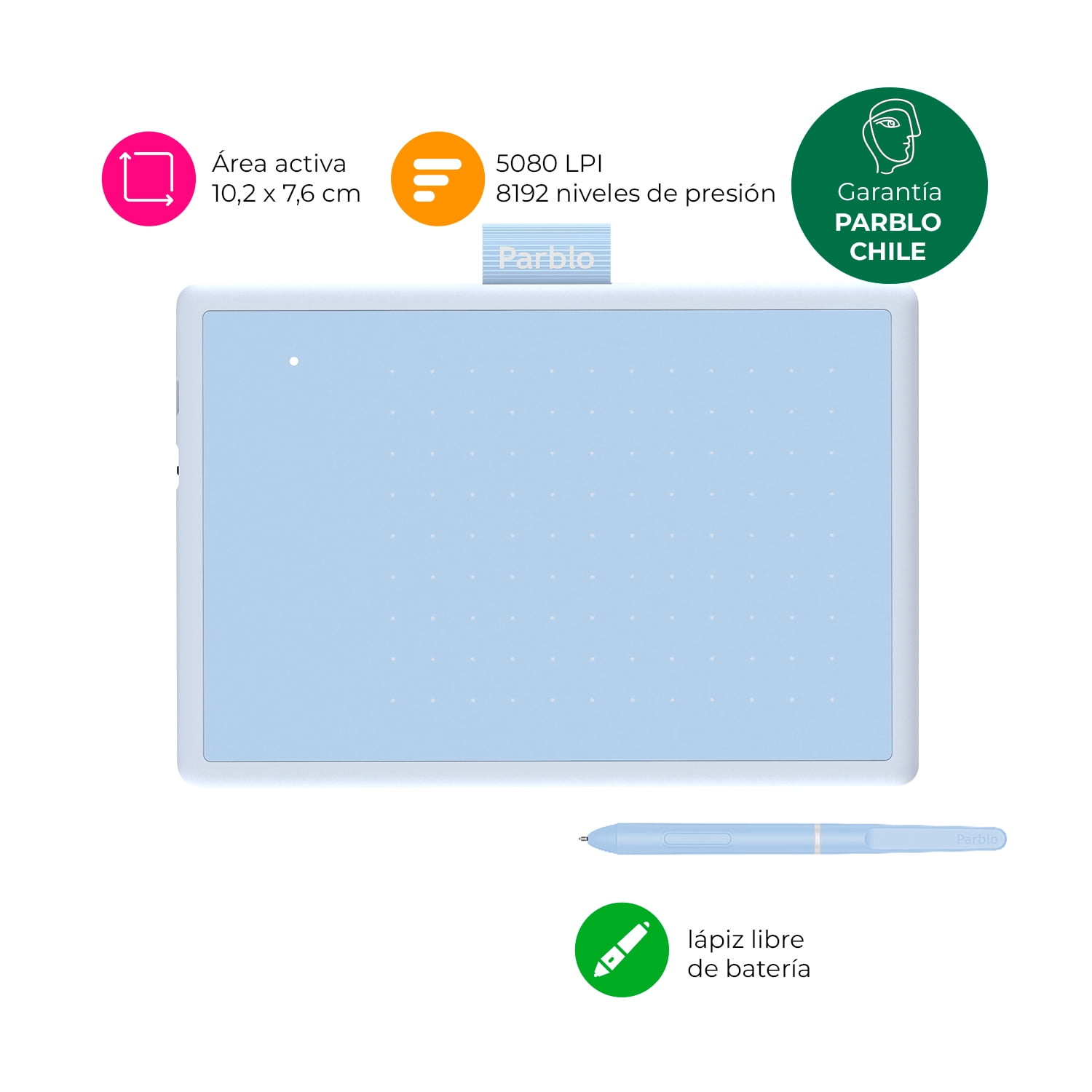 Parblo - Tableta Gráfica Digitalizadora Ninos N4 Light Blue