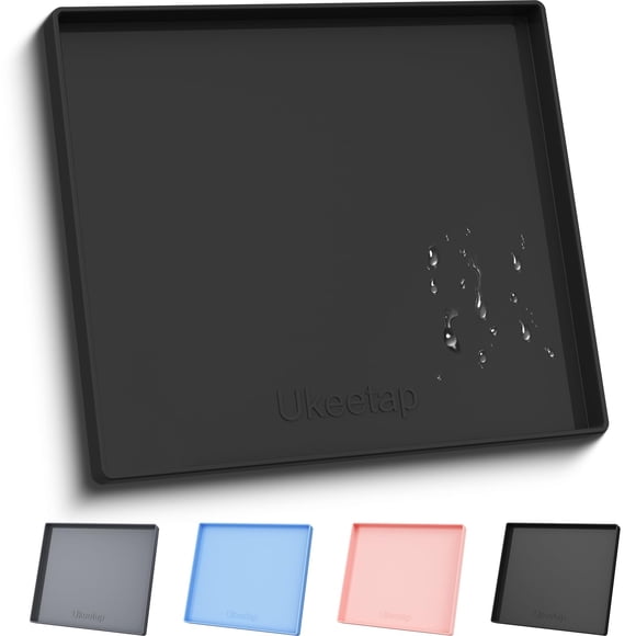 Alfombrilla de silicona Ukeetap impermeable con borde elevado de 56 x 48 cm, color negro
