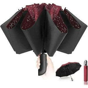 Veat00L - Paraguas Plegable,Sombrilla Para Protección Uv,10 Varillas A Prueba De Viento Mango Ergonómico Paraguas Compacto De Apertura Y Cierre Automático, Paraguas Plegable Portátil Fuerte Para Lluvia Y Sol