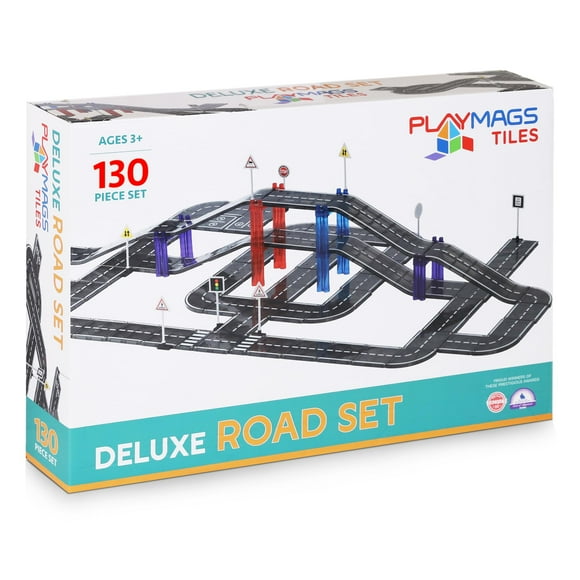 Juego de revistas Magnetic Tiles Road, 130 piezas, para niños mayores de 3 años