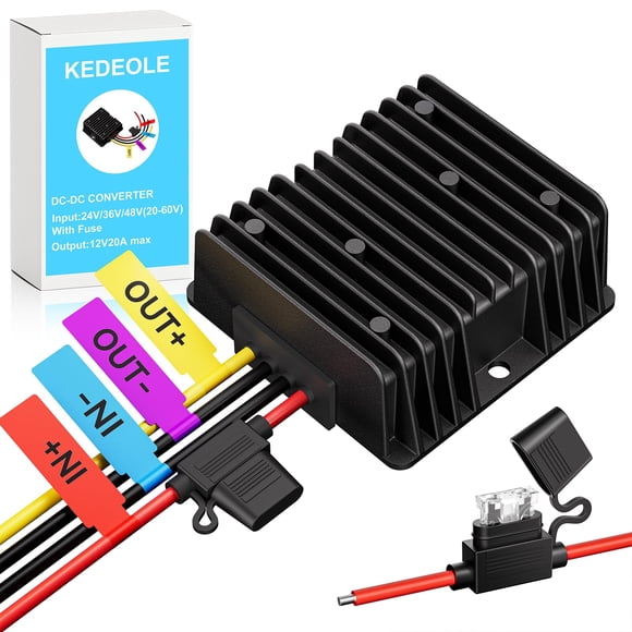 Convertidor reductor KEDEOLE de 36V/48V a 12V 20A para carrito de golf