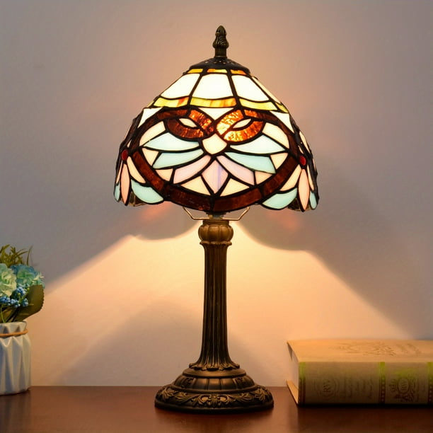 1pc 8 Inch Stained Glass Table Lamp, Handmade Living Room, Dining Room, Bedroom, Warm Bedside Lamp, Bar, Retro European, Rustic Style, Mediterranean Simple European A Variety Of Choices Creative Gifts