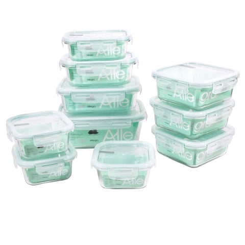 Set 10 Contenedores Tapers Hermeticos Vidrio Allegra