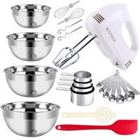 Batidora De Mano Wepsen De 5 Velocidades Con 4 Cuencos Para Mezclar, Juego De Acero Inoxidable