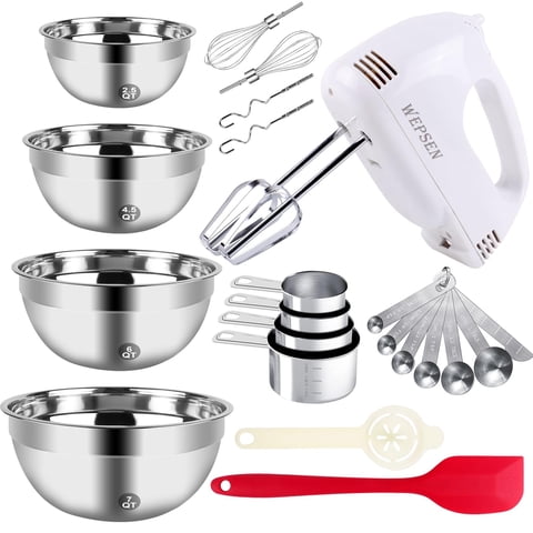 Batidora De Mano Wepsen De 5 Velocidades Con 4 Cuencos Para