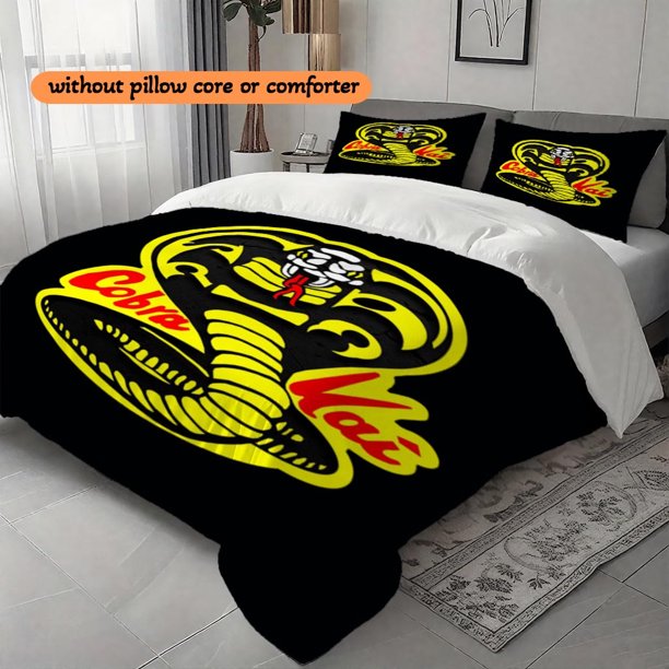 3pcs Cobra Kai Printed Duvet Cover Set Year-Round Use for Comfort and Warmth \u2013 Ideal Guest Room or Halloween Party Decor. High Quality