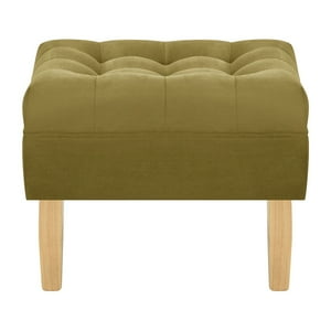 Bodevir - Pouf Wood 1C Felpa 05 Verde Musgo