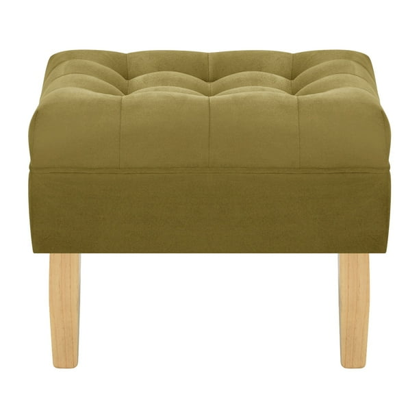 Pouf Wood 1c Felpa 05 Verde Musgo