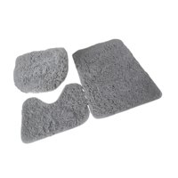 Bothyi - Juego De 3 Alfombras De Baño, Alfombrilla De Baño, Cubierta De Tapa De Inodoro, Alfombra En Forma De U Para Baño, Gris Claro
