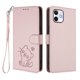 thumbnail image 1 of iPhone 12/12 Pro Funda Billetera con Estampado de Gato, Rosa, 1 of 6