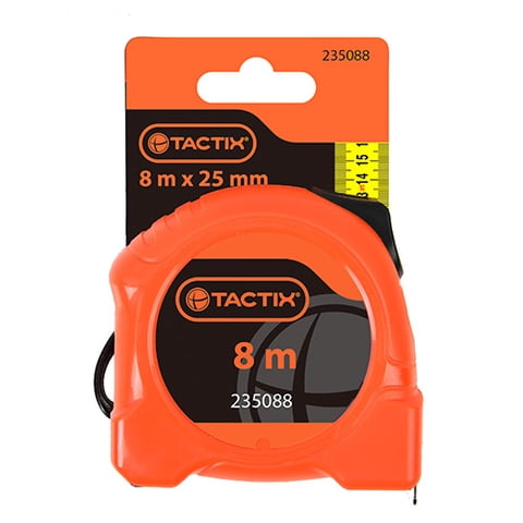 Tactix - Huincha De Medir Naranja 8 Metros X 25 Mm