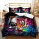 thumbnail image 1 of Watercolour Animal Tiger Quilt Duvet Cover Set Kids Doona Cover Bedding Double3-Piece Bedding Set, 1 of 5