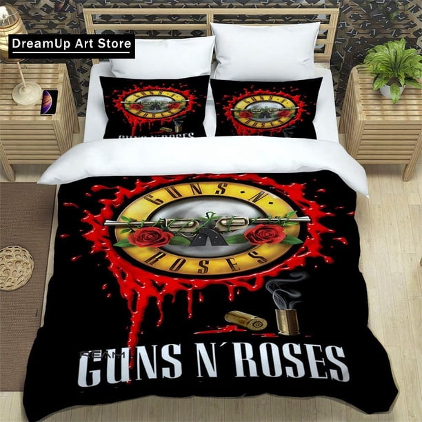 Rock Band Guns N' Roses Bedding Set Boys Girls Duvet Cover Pillowcase Bed Set Adult Bedroom