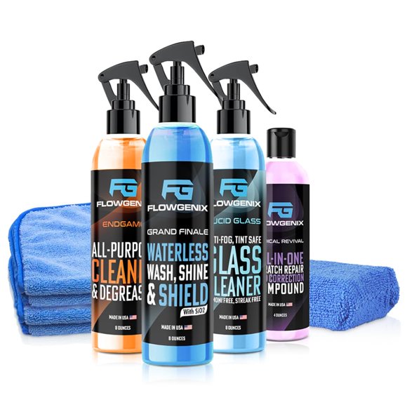 Kit de Cuidado para Autos Flowgenix 4 Piezas Lavado Sin Agua y Reparación de Rayones