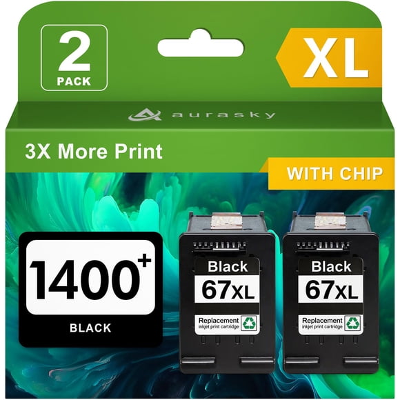 Cartucho de tinta AURASKY 67XL negro de reemplazo para HP 67 XL