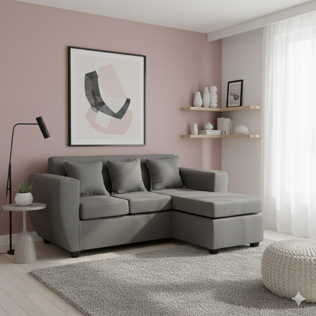 Deco Outlet - Seccional Kansas 3 1 Tela Gris