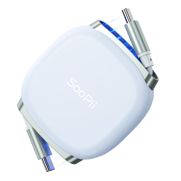 Cable USB‑C Retráctil SOOPII 100 cm 240 W con Cierre Magnético Azul