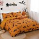 thumbnail image 2 of Hallo-ween-Duv-et Co-ver Se- Queen P-umpkin Bat Ora-nge Be-dding -Duvet Cover- Set 3 Pie-ces Ha-lloween Duvet Cover with 2 P-illcases-es Funny Halloween- Comfor-ter Cov-er Set for Kids Teens 90 x 90"", 2 of 5