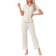 thumbnail image 2 of INSPIRE CHIC Conjuntos de Pijamas de Mujer Verano Ropa de Dormir con Sujetador Incorporado Camisetas de Manga Corta y Pantalones Conjunto de Salón con Bolsillos M Beige, 2 of 6