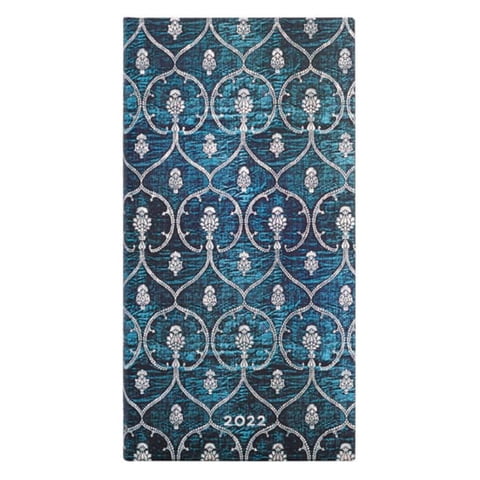 Paperblanks - Agenda 2022 Blue Velvet Slim Tapa Dura Semana A La Vista