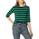 thumbnail image 5 of INSPIRE CHIC Camiseta Básica de Mujer con Mangas al Codo Cuello Redondo Ajustada Regreso a Clases Camiseta Casual Estampada Verde Azul Oscuro XL, 5 of 8